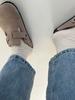 Nayean Otoño e Invierno Color Sólido Estilo ins Cachemira Cálido Tubo Medio Raya Pit Fino y Ajustado Suave Cerosa Pila Calcetines para Mujer