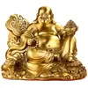 Estatueta de Buda Maitreya Ruyi de Latão Buda Maitreya de Barriga Grande Presente para Inauguração de Loja Buda Risonho Saco de Pano Bacia do Tesouro de Buda