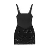 Comércio Exterior Transfronteiriço 2026 Primavera Novo Estilo Europeu e Americano Patchwork de Lantejoulas Vestido Sexy Plissado Sem Costas com Alças Finas para Mulheres Vermelho