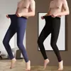 Calças longas de veludo para homens, roupa íntima com forro de fleece, grossas, largas, finas, leggings masculinas, calças quentes justas para outono e inverno