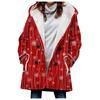 Abrigo trench de mujer nuevo de 2023 de venta caliente transfronteriza invierno engrosado estilo europeo y americano patrón navideño abrigo con capucha lote