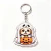 Lindo Llavero Acrílico de Mascota de Halloween Cachorro Gato Momia Fantasma Colgante Creativo para Mochila