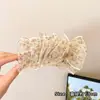 Presilha de banana com laço de rede floral retrô para mulheres, primavera e verão, clipe para rabo de cavalo na parte de trás da cabeça, presilha de cabelo elegante e versátil