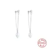 Pendientes de Perla de Plata de Ley S925 Pendientes con Borlas Pendientes Estilo Japonés-Coreano Estilo Francés INS Lujo Ligero Nicho Pendientes de Cadena de Alta Calidad