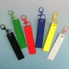 Tira de Tela de Correa con Borde de Bloqueo Liso Estilo Ins Logo Bordado de Doble Cara Llavero de Aviación Colgante de Bolsa Etiqueta Tejida DIY Pulsera