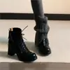Botas de Motociclista Elegantes com Tiras Finas - Botas Simples para Mulheres, Retrô Elegante, Salto Alto, Bico Redondo, Cadarço com Zíper Traseiro Botas de Motociclista