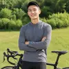 Camiseta deportiva de manga larga de secado rápido para hombre, para ciclismo y running, adecuada para primavera y otoño, con cuello alto, ideal para fitness, senderismo y actividades al aire libre, y con propiedades antibacterianas