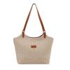 Bolsa de Palha Trançada Feminina Grande Capacidade 2025 Nova Verão Estilo Coreano Bolsa de Ombro Classe Textural Bolsa Tote para Trabalho