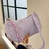 Bolsa de Ombro com Corrente em Veludo Cotelê para Mulheres, Bolsa de Braço Leve e Fashion, Bolsa de Mão Retrô Tendência, Nova Bolsa de Primavera para Mulheres
