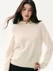 Sudadera con Capucha de Punto 100% Cachemira Casual para el Trayecto Diario para Mujer, Suéter con Capucha y Detalle de Cuello con Dos Botones, Top Relajado y sin Esfuerzo