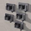 Clip para mopa color gris pistola para colgar en la pared del baño, acero inoxidable, colgador fijo para escoba, gancho de pared multifunción sin perforación