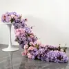 Arranjo de flores em formato de cruz, tipo tira longa, para corredor de casamento, fundo de palco, decoração de passarela em T, vitrine de loja, display de beleza, decoração de banquete, flores artificiais
