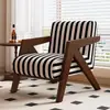 Cadeira Sofá de Madeira Maciça Estilo Nórdico Sala de Estar Estilo Meio do Século Cadeira Individual Confortável Varanda de Casa Richard Cadeira com Encosto de Lazer