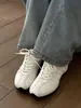 Uau! Eu Adoro Estes~ Tênis de Treino Alemães em Couro Macio para Mulheres, Cadarço Retro Versátil Esportivo Casual Sapatos Baixos