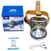 Linterna frontal súper brillante de alta potencia con carga rápida tipo C y pantalla de potencia, linterna impermeable montada en la cabeza para exteriores para sitio de construcción y pesca nocturna