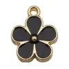 Set Mixto de 20 Accesorios para Joyería DIY de Esmalte Negro: Colgantes de Corazón, Flor, Nota Musical, Llave, Charms para Collar y Aretes