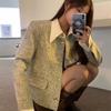 Jaqueta Estilo Chanel Vintage Retro Primavera e Outono Gola Polo 2025 Nova Jaqueta Curta Top Elegante Curto de Tweed Europeu e Americano