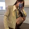 Casaco Curto Tweed Gola Polo Elegante Pequena Fragrância Casaco Curto Primavera & Outono Novo Estilo 2025 Top Elastano