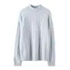 Suéter Feminino de Cashmere Gola Alta Meia-alta Outono e Inverno Malha Grossa de Cashmere Trançada
