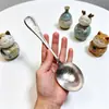 Cuchara de Titanio Puro, Cuchara de Sopa de Titanio Cristalizado, Cuchara de Sopa para el Hogar al por Mayor, Vajilla Infantil, Cuchara para Comer de Mango Largo, Cuchara de Sopa