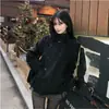 Nueva Sudadera Chaqueta de Invierno Otoño 2026 Estilo Coreano Estilo Dark Academia Lana Engrosada Cuello Alto Hebilla Diagonal Corta para Mujer