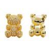 Pendientes asimétricos de oso de diamantes, modernos y elegantes, de plata s925 para mujer, con nicho de aguja, combinables con todo, de alta gama.