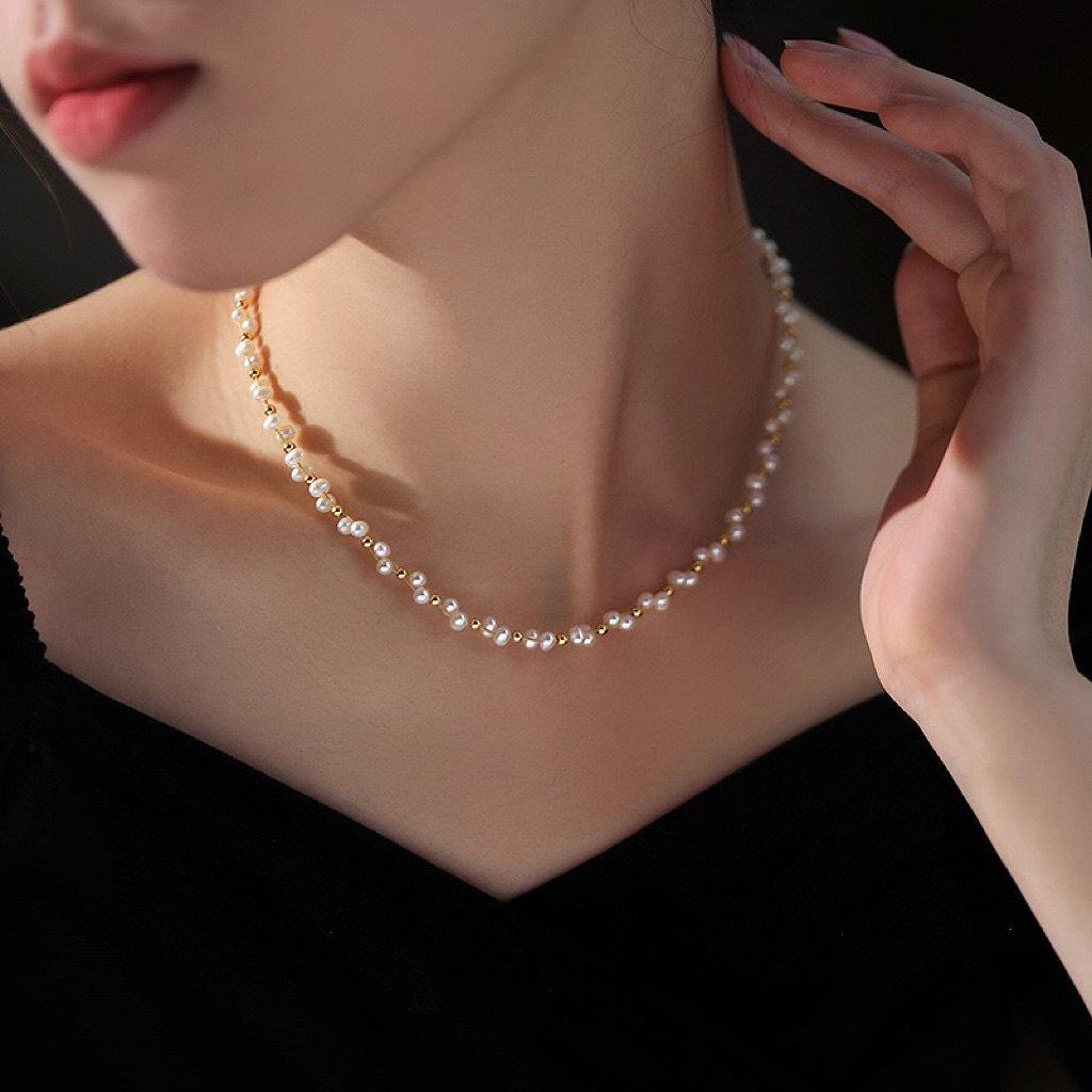 法式轻奢编织天然淡水珍珠项链高级感小众设计珍珠满天
