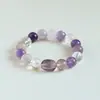 Pulseira de Ametista Natural Pulseira da Moda para o Trabalho Nove Contas Roxo Fogo Joias com Múltiplas Pedras Venda por Atacado Transmissão ao Vivo Xiaohongshu