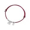 Pulsera de Plata de Ley 925 Lujo Ligero Caballo Mecedora Incrustado de Diamantes Hilo Rojo para Mujer, Joyería de Diseño Nacional Estilo Chino Nuevo Simple B6407