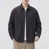 Jaqueta Camisa Masculina Shanggu Outono e Inverno Nova Acolchoada de Veludo Cotelê com Lapela Manga Longa Camisa Masculina Design Patchwork