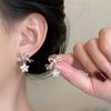 Pendientes de Zirconia con Lazo Estilo Frío Lujo Ligero Diseño de Nicho Femenino Sentido de Diseño Estrella Pentagonal Clavo de Oreja Elegantes Pendientes Versátiles