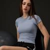 Selección estricta de camiseta deportiva nueva lulu para mujer, ajustada, de secado rápido, alta elasticidad, transpirable, yoga, fitness, running, manga corta