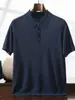 26 Estilo Fino de Verão 100% Lã Fina Camisa Polo Masculina de Manga Curta Camiseta de Fio Yangzi Gola Polo Casual