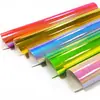 Fábrica en stock al por mayor multi-tamaño autoadhesivo color arcoíris láser luminoso flash regalo etiqueta decorativa