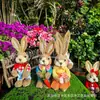 Adornos de Conejo Tejidos de Paja para Creación de Entorno en Jardín de Infancia, Rincón de Plantas, Decoración del Hogar con Temática de Bosque, Sala de Estar, Escaparate, Decoraciones de Boda, Accesorios para Fotografía