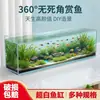 Acuario Ecológico de Cristal Dorado de Cinco Líneas Ultra Transparente para Ver Peces, Mesa de Cristal Ultra Transparente para Sala de Estar, Tanque Acuático para Peces Dorados y Peces Betta