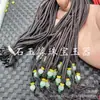 Jade jade cuenta redonda hebilla de jade cuenta superior cuerda de colgante cuerda gruesa ajustable cuerda de cadena de suéter cuerda