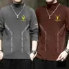 DestaqueCamisa básica unissex de gola alta, veludo dupla face, veludo alemão, outono e inverno, forrada com fleece, espessa, quente, versátil, corte justo
