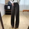 Pantalones de pierna curva adelgazantes con cintura elástica y cordón, pantalones casuales de pierna recta holgados y fluidos de pierna ancha para mujer, pantalones de otoño para cuerpo en forma de pera