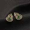 Estilo Europeo y Americano Lujo Ligero Retro Nuevo Estilo Chino Pendientes de Calabaza Incrustados con Pedrería Zirconia Pendientes de Moda de Gama Alta para Mujeres