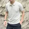 Verão Malha Elástica Respirável Manga Curta Masculino Gola Floral Preto Damasco Caramelo Branco Floral Verde Azul Feito sob Encomenda