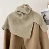 Chal de punto de cuello alto con abertura de moda para mujer, estilo coreano Otoño Invierno, bufanda de punto versátil, calentador de cuello de lana cálido a prueba de frío, jersey
