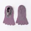 Calcetines de Yoga de Cinco Dedos para Mujer con Correas, Calcetines Antideslizantes Profesionales para Entrenamiento de Pilates con Suela de Silicona, Calcetines Cortos de Fitness de Punta Dividida