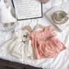 Conjunto Duas Peças Estilo Princesa Doce e Estiloso, Camisa com Manga Flare e Calça Bloomers para Bebês Meninas, Estilo Novo Primavera e Verão