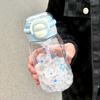 Taza de Plástico Linda de Doble Tapa para Beber Doble Estudiante de Aspecto Sofisticado Vaso de Agua con Pajita de Dibujos Animados Vaso Práctico Regalo de Verano Vaso de Agua