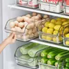 Caixa de Armazenamento para Geladeira Gaveta de Cozinha Tipo Plástico Retangular Ovo Alimentos Congelados Armazenamento Caixa de Conservação de Alimentos