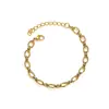 Pulseira Corrente Cubana Grossa Oval Estilo Frio Europeu e Americano para Mulheres Titânio Banhado a Ouro 18K Pulseira Hip Hop Atacado