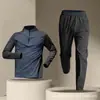 Ropa de Entrenamiento Media Cremallera para Hombre, Ropa de Secado Rápido, Conjuntos de Pantalones de Manga Larga, Camisetas Deportivas para Atletismo, Ropa para Correr y Fitness