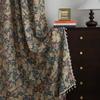 Imanqi Rima Cortina Vintage de Estilo Americano para Ventana Mirador Verde Fondo Jacquard Borla Sala de Estar Balcón Cortina Sombreado Medio Acabado