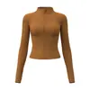 Nova jaqueta de ioga justa com forro de fleece espesso para outono e inverno, blusa casual quente de manga comprida para mulheres, casaco esportivo justo com gola alta